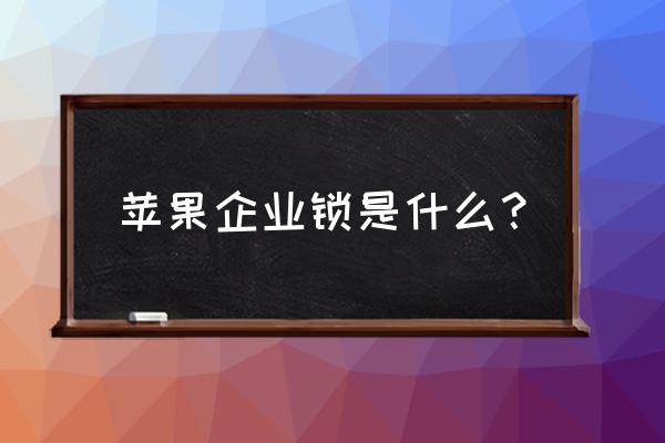 苹果手机有配置锁是什么意思 苹果企业锁是什么？