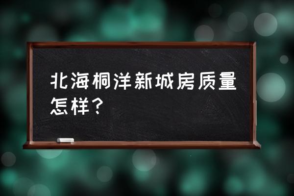 北海桐洋花园小区怎样 北海桐洋新城房质量怎样？