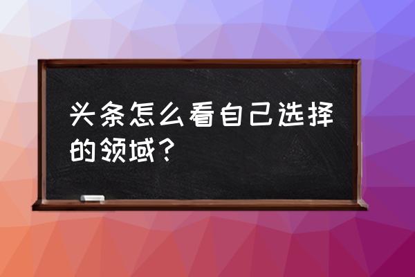 今日头条怎样看到自己的领域 头条怎么看自己选择的领域？