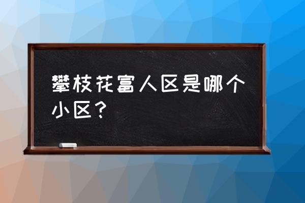 攀枝花哪买房好 攀枝花富人区是哪个小区？