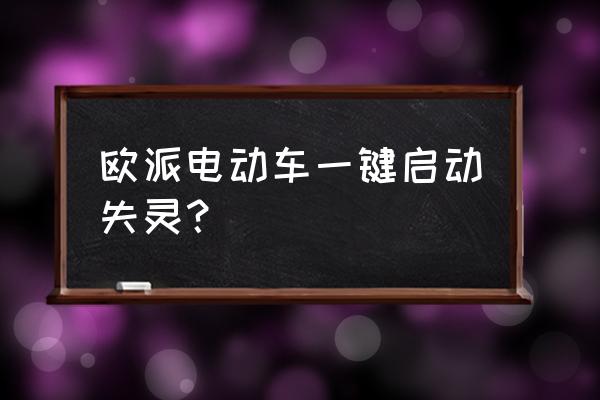 汽车自动打火失灵咋办 欧派电动车一键启动失灵？