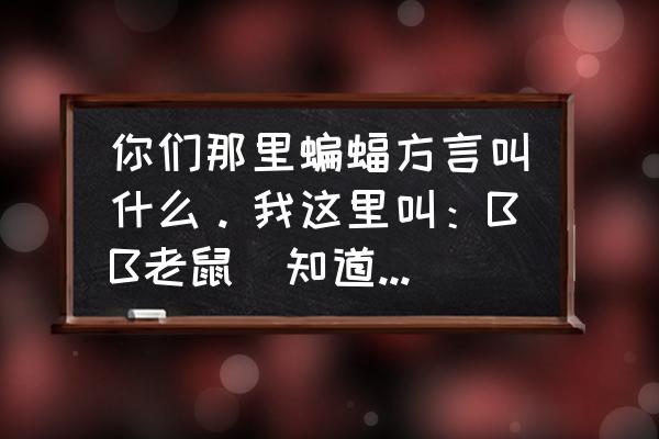 蝙和蝠的组词 你们那里蝙蝠方言叫什么。我这里叫：BB老鼠(知道哪里吗？)？