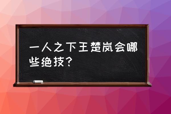 一人之下张楚岚技能都有什么 一人之下王楚岚会哪些绝技？