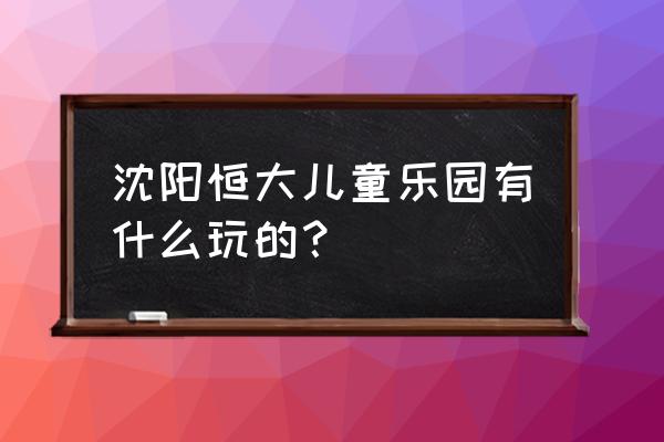 2020实体店儿童乐园怎样生存 沈阳恒大儿童乐园有什么玩的？