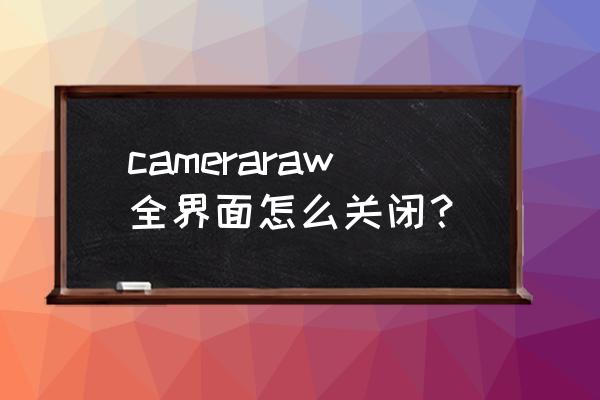 怎么关掉adobe cameraraw全界面怎么关闭？